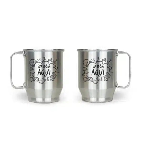 Caneca De Alumínio Prata Personalizada - 500Ml - Canecas 24 Horas