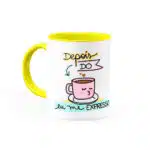 Caneca Personalizada Alça e Interior Amarela Depois do Café eu me Expresso - Canecas 24 Horas