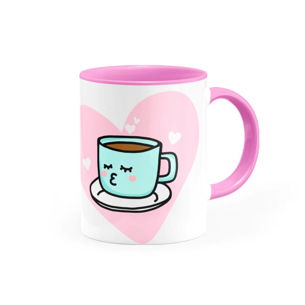 Caneca Personalizada Alça e Interior Rosa Depois do Café eu me Expresso - Canecas 24 Horas