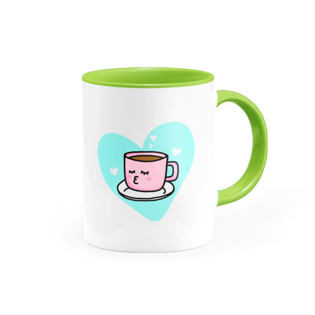 Caneca Personalizada Alça e Interior Verde Claro Depois do Café eu me Expresso - Canecas 24 Horas