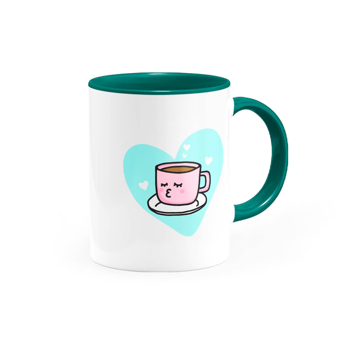 Caneca Personalizada Alça e Interior Verde Escuro Depois do Café eu me Expresso - Canecas 24 Horas