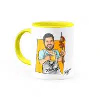 Canecatura – Caricaturas em Caneca Personalizada Alça e Interior Amarela - Canecas 24 Horas