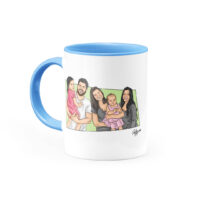 Canecatura – Caricaturas em Caneca Personalizada Alça e Interior Azul Claro - Canecas 24 Horas