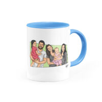 Canecatura – Caricaturas em Caneca Personalizada Alça e Interior Azul Claro - Canecas 24 Horas