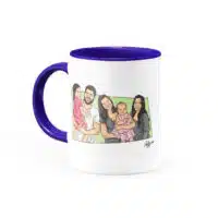 Canecatura – Caricaturas em Caneca Personalizada Alça e Interior Azul Escuro - Canecas 24 Horas