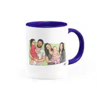 Canecatura – Caricaturas em Caneca Personalizada Alça e Interior Azul Escuro - Canecas 24 Horas