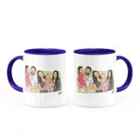 Canecatura – Caricaturas em Caneca Personalizada Alça e Interior Azul Escuro - Canecas 24 Horas