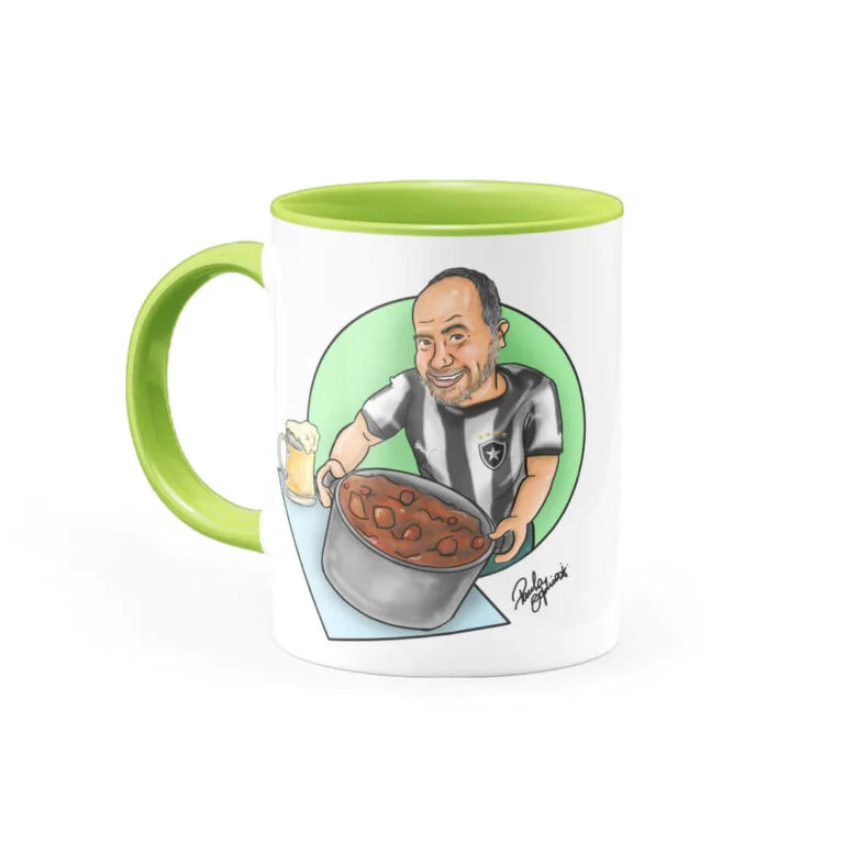 Canecatura – Caricaturas Em Caneca Personalizada Alça E Interior Verde Claro - Canecas 24 Horas
