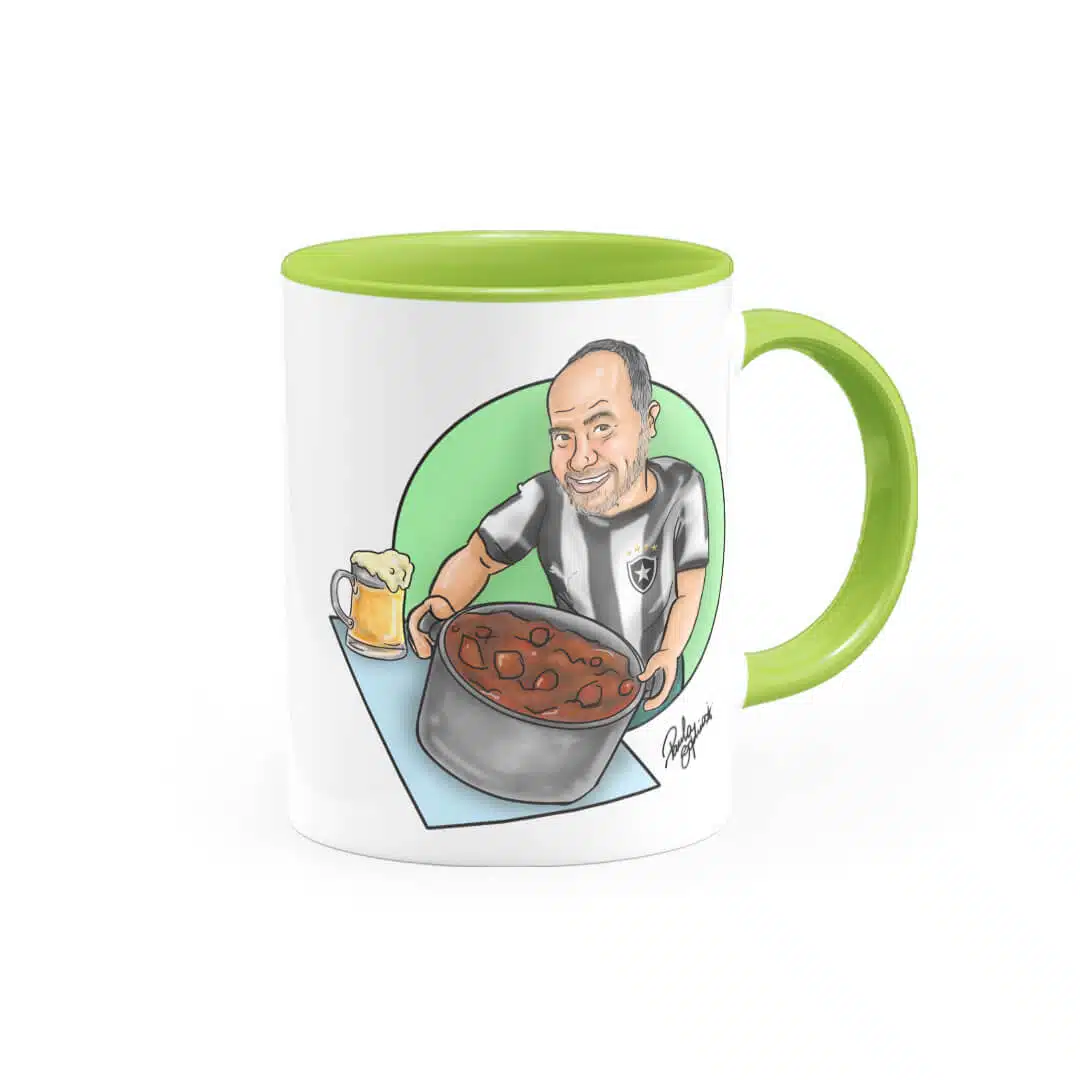 Canecatura – Caricaturas Em Caneca Personalizada Alça E Interior Verde Claro - Canecas 24 Horas