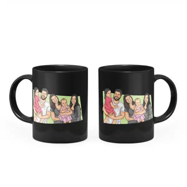 Canecatura - Caricaturas Em Caneca Preta Personalizada - Canecas 24 Horas