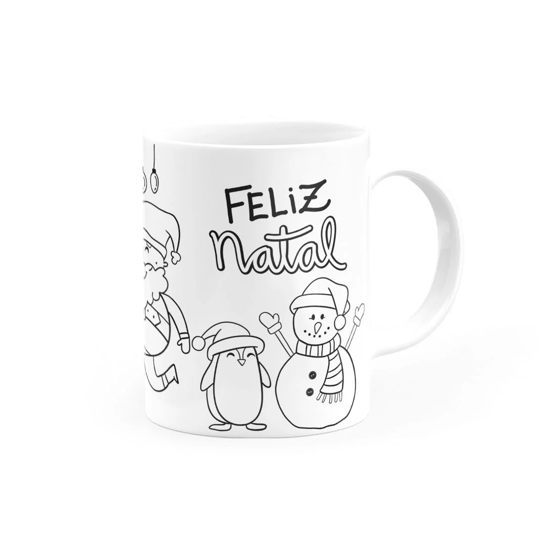 Caneca Para Colorir Feliz Natal - Canecas 24 Horas