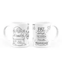 Caneca para Colorir Paz Amor Alegria Saúde Prosperidade - Canecas 24 Horas