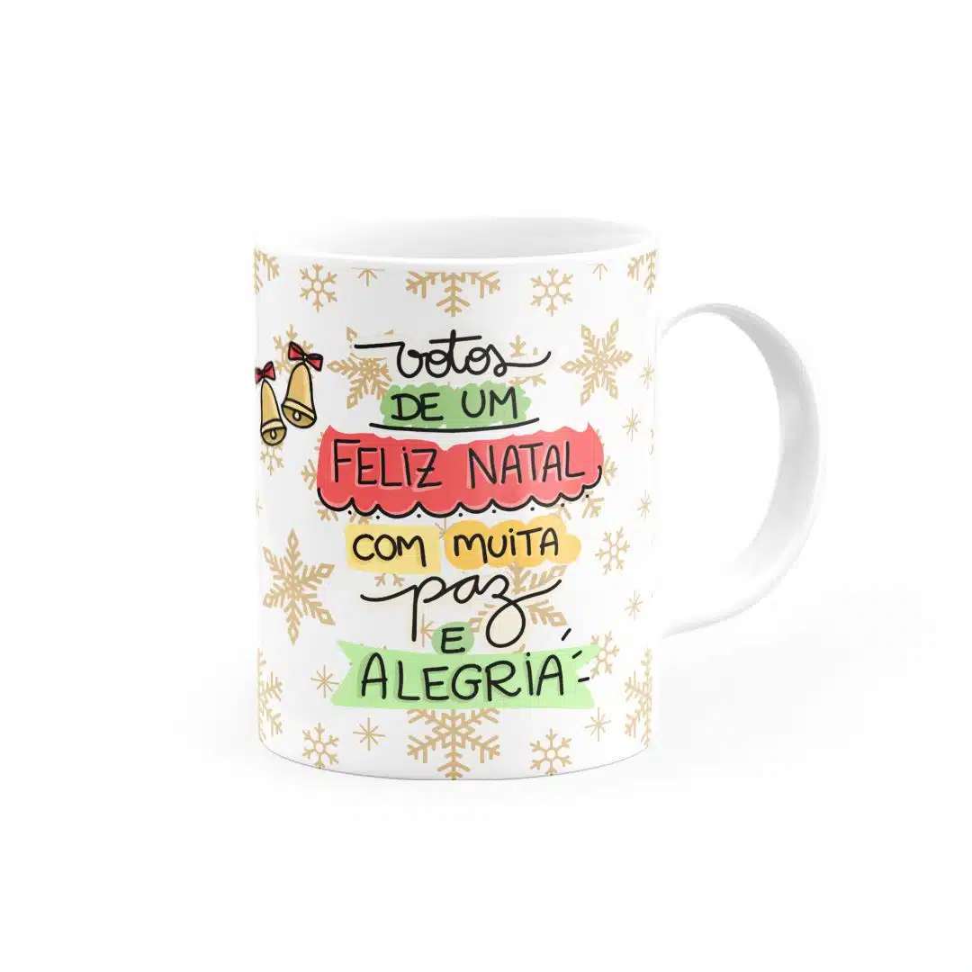 Caneca Votos De Um Feliz Natal Com Muita Paz E Alegria - Canecas 24 Horas