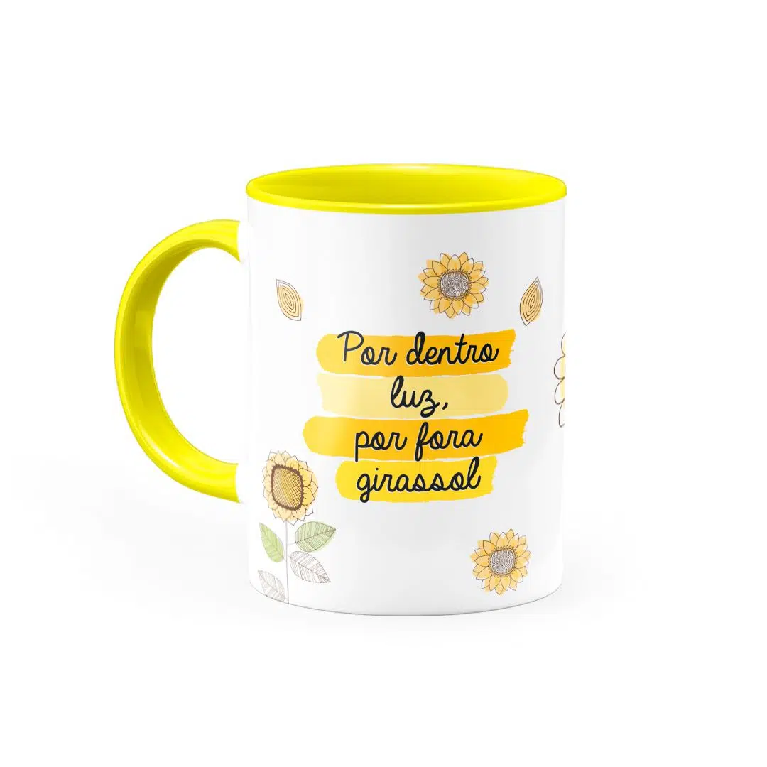 Caneca Por Dentro Luz E Por Fora Girassol - Canecas 24 Horas