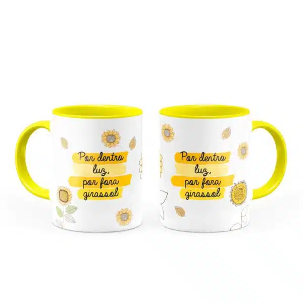 Caneca Por Dentro Luz E Por Fora Girassol - Canecas 24 Horas