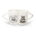 Kit Caneca Dupla Alça de Coração Personalizada