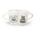 Kit Caneca Dupla Alça de Coração Personalizada