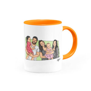 Canecatura - Caricaturas em Caneca Personalizada Alça e Interior Laranja
