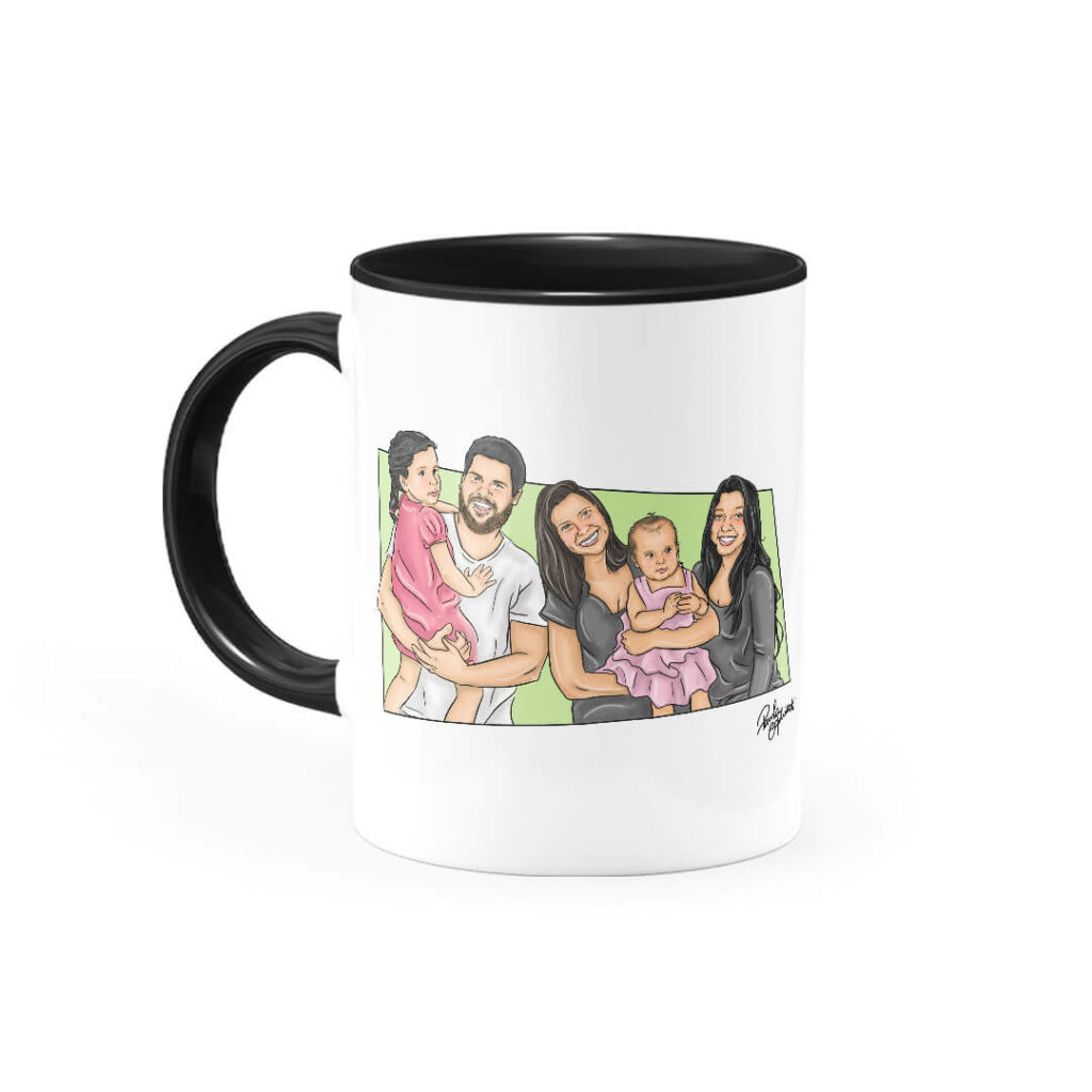 Canecatura - Caricaturas em Caneca Personalizada Alça e Interior Preta