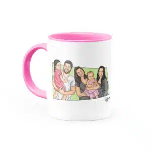 Canecatura - Caricaturas em Caneca Personalizada Alça e Interior Rosa