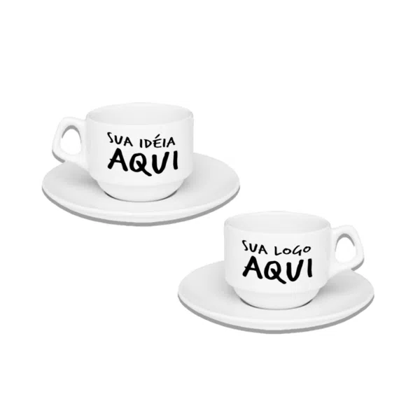 Xícara Com Pires Personalizada - 180Ml - Canecas 24 Horas