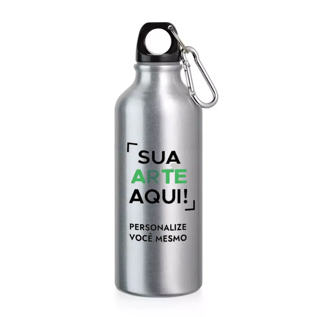 Garrafa Squeeze De Alumínio Prata Personalizada - 500Ml