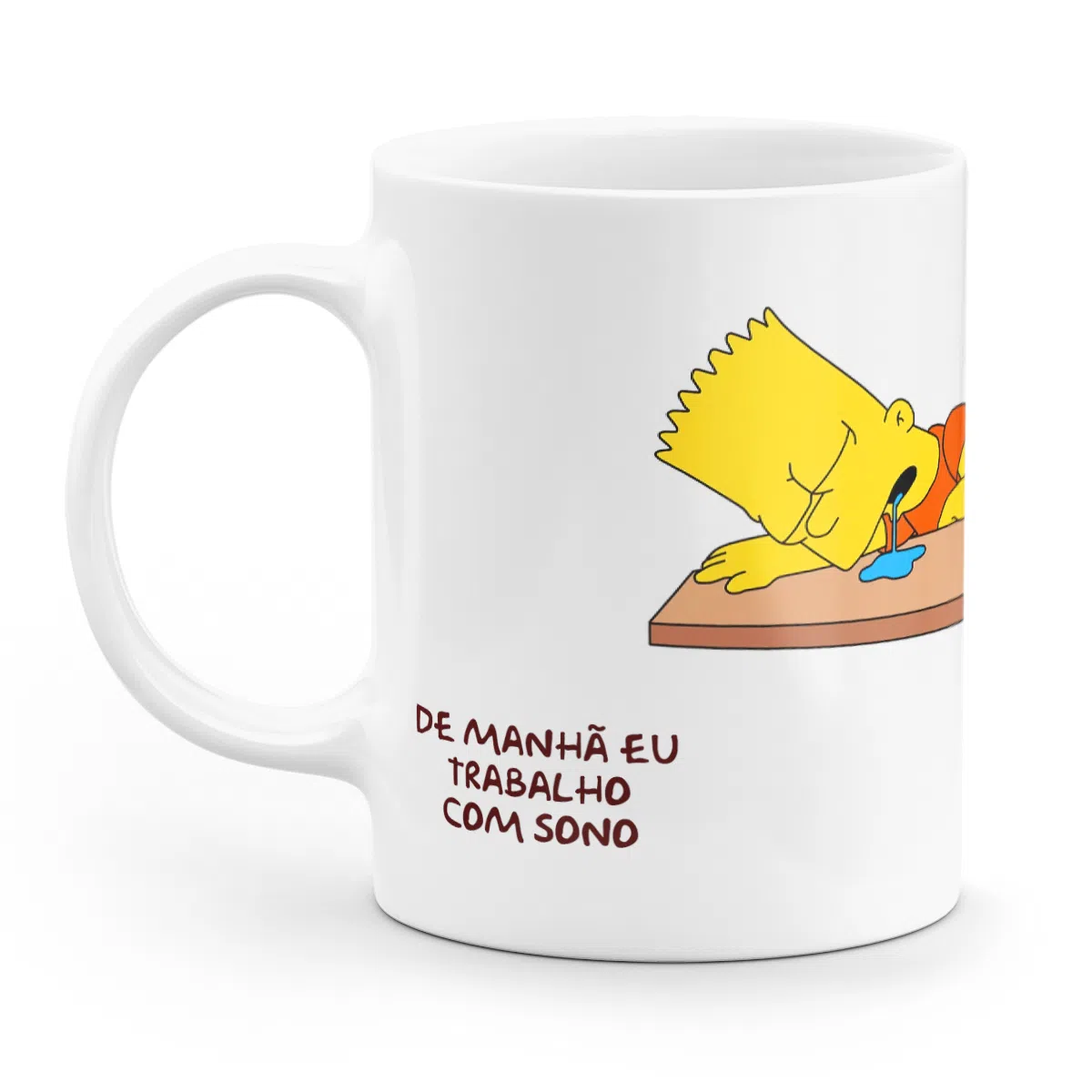 Caneca minimalista de manhã eu trabalho com sono e de tarde com vontade de ir embora
