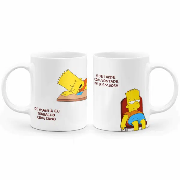 Caneca Minimalista De Manhã Eu Trabalho Com Sono E De Tarde Com Vontade De Ir Embora - Imagem 3