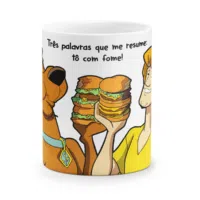 Caneca três palavras que me resume: tô com fome