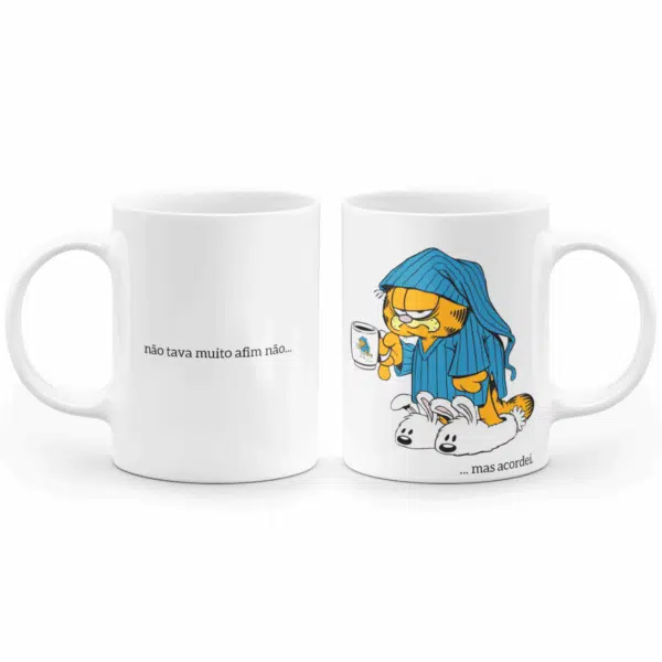 Caneca Minimalista Garfield – Não Tava Muito Afim Não, Mas Acordei - Imagem 3