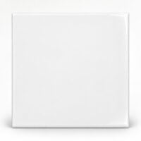Azulejo ceramico branco de 20 por 20 cm com acabamento brilhante, visto de frente