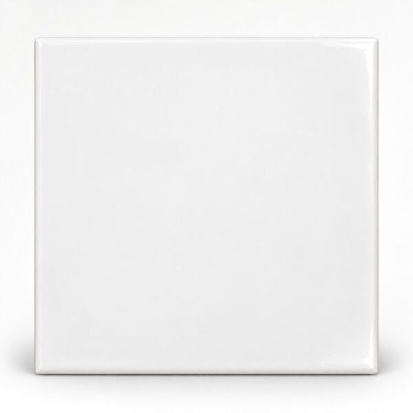 Azulejo Ceramico Branco De 20 Por 20 Cm Com Acabamento Brilhante, Visto De Frente