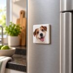 Azulejo personalizado de 4,5 cm com foto de cachorro, preso na porta da geladeira pelo ima
