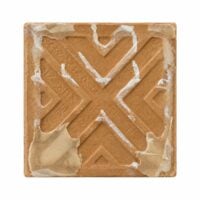 Verso do azulejo ceramico de 7,5 cm, com ranhuras em relevo