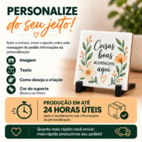 Informacoes da personalizacao do azulejo: imagem, texto, criacao e cor do suporte