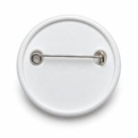 Verso branco de plástico do botton personalizado de 3,2 cm com alfinete