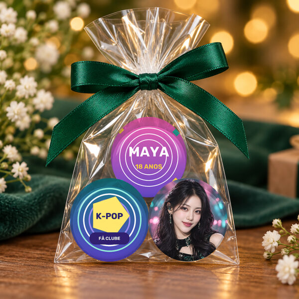 Kit De Bottons Personalizados De 4,4 Cm Embalado Como Lembrancinha