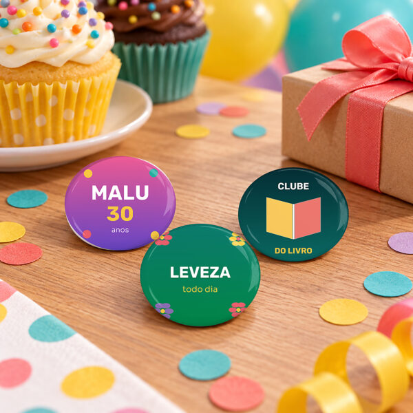 Bottons Personalizados De 5,8 Cm Com Artes Variadas Para Festa E Data Comemorativa