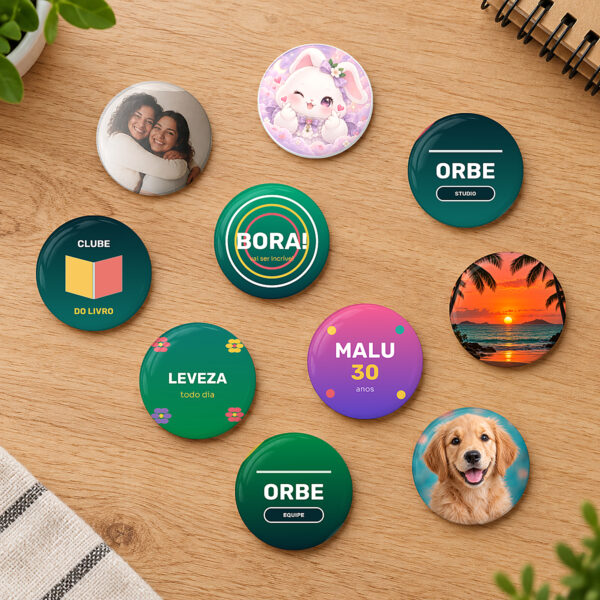 Seleção De Bottons Personalizados De 5,8 Cm Com Foto, Empresa, Pet, Humor E Ilustrações