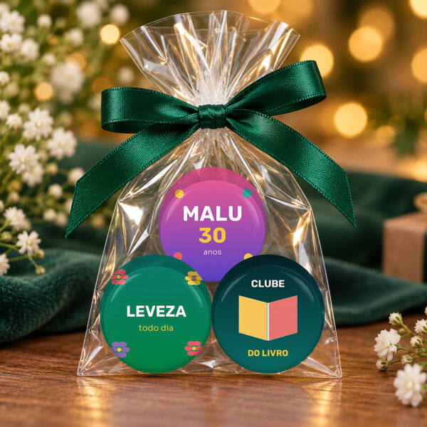 Kit De Bottons Personalizados De 5,8 Cm Embalado Como Lembrancinha