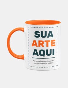 Caneca Personalizada Alça e Interior Laranja