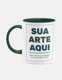Caneca Personalizada Alça e Interior Verde Escuro