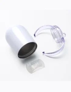 Copo Térmico de Transição Personalizado em aço inox branco com alça dupla e bico antivazamento