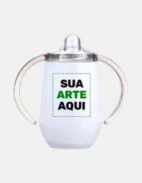 Copo Térmico de Transição Personalizado em aço inox branco com alça dupla e bico antivazamento