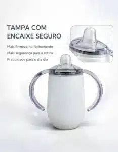 Copo Térmico de Transição Personalizado em aço inox branco com alça dupla e bico antivazamento