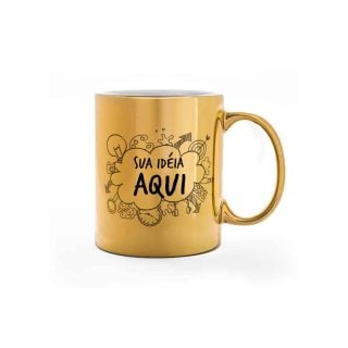 Caneca Cromada Dourada Personalizada Com Interior Branco