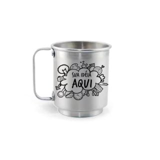 Caneca De Alumínio Prata 400Ml Personalizada Vista Do Outro Lado