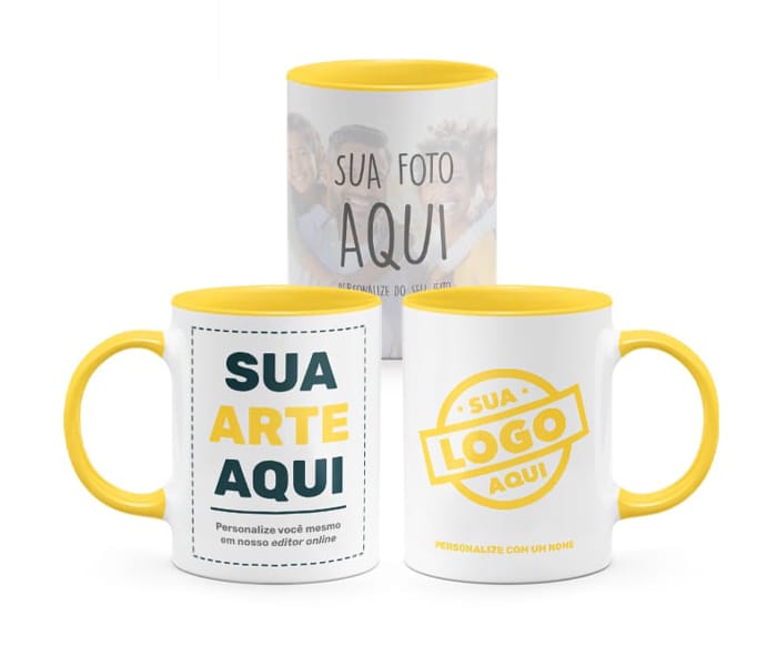 Oferta Radiante Caneca Alca E Interior Amarela Canecas24Horas Caneca Personalizada - Oferta Radiante!